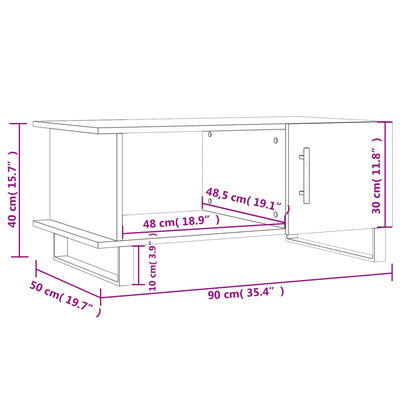 vidaXL Konferenčný stolík lesklý biely 90x50x40 cm spracované drevo