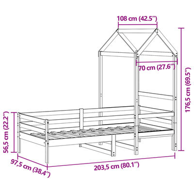 vidaXL Denná posteľ so strieškou biela 90x200 cm borovicový masív