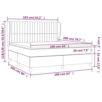 vidaXL Posteľný rám boxsping s matracom ružový 160x200 cm zamat