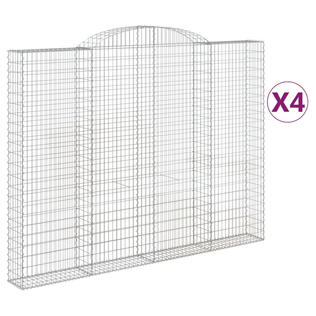 vidaXL Oblúkový gabionový kôš 4 ks 300x30x220/240cm pozinkované železo