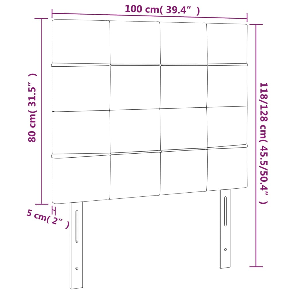 vidaXL Čelo postele s LED bledosivé 100x5x118/128 cm zamat