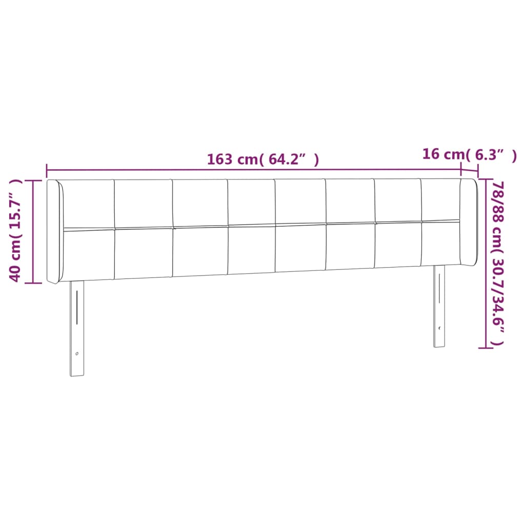 vidaXL Čelo postele s LED krémové 163x16x78/88 cm látka