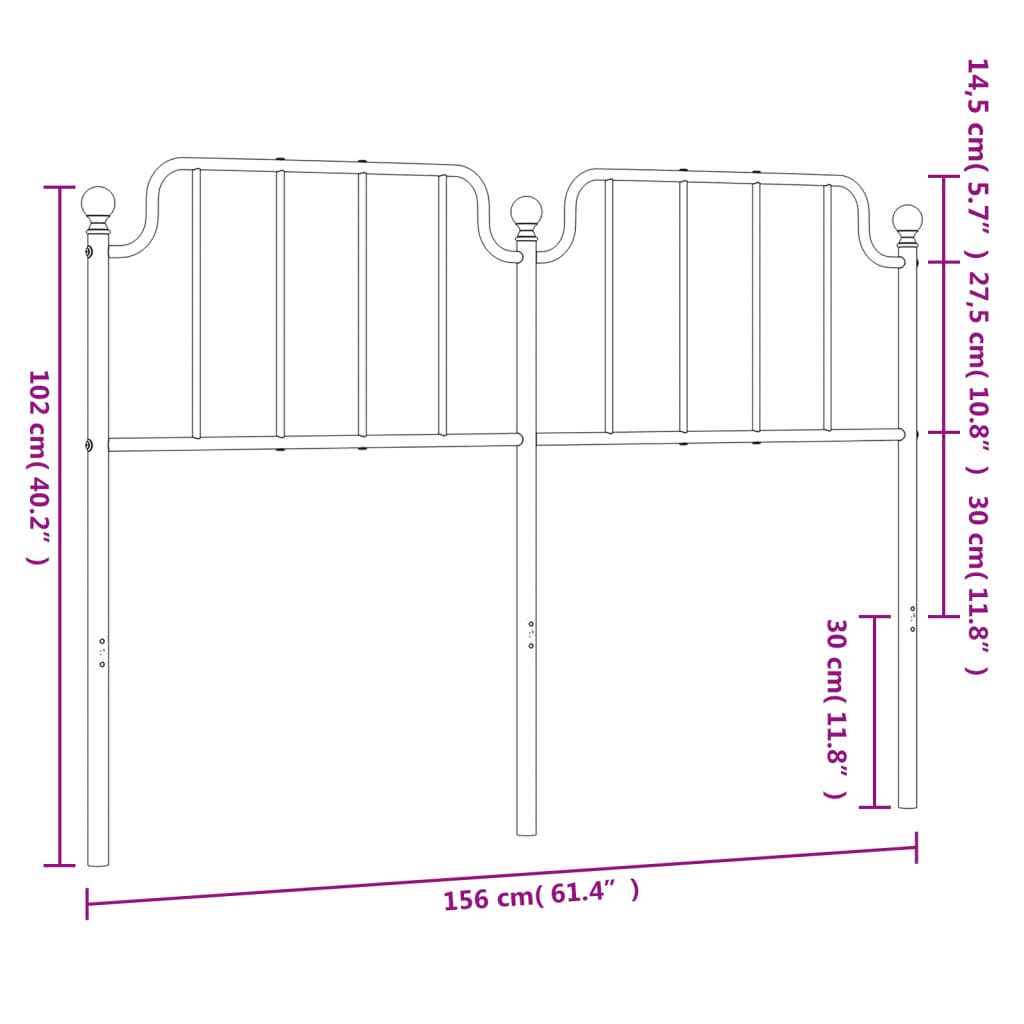 vidaXL Kovové čelo postele, biele 150cm