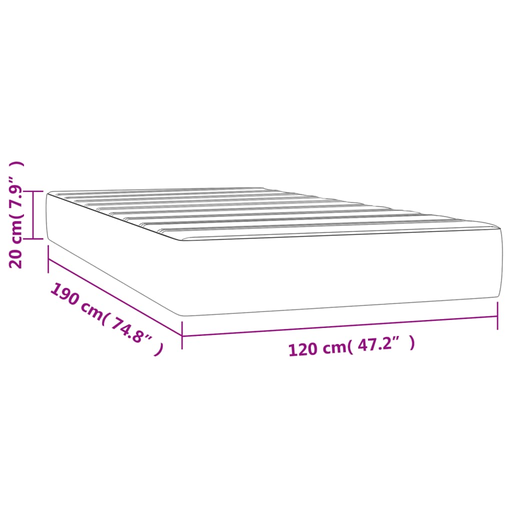 vidaXL Matrac s taštičkovými pružinami biely 120x190x20 cm umelá koža