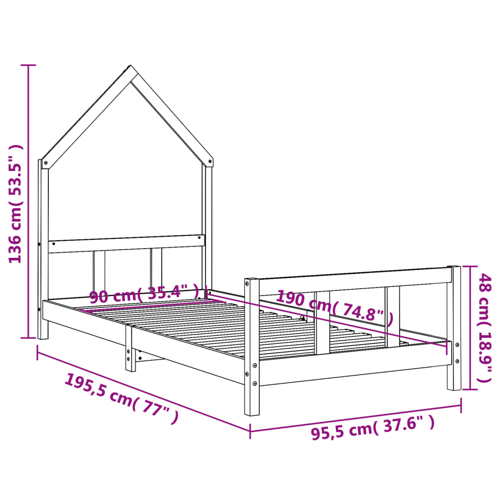 vidaXL Rám detskej postele biely 90x190 cm masívna borovica