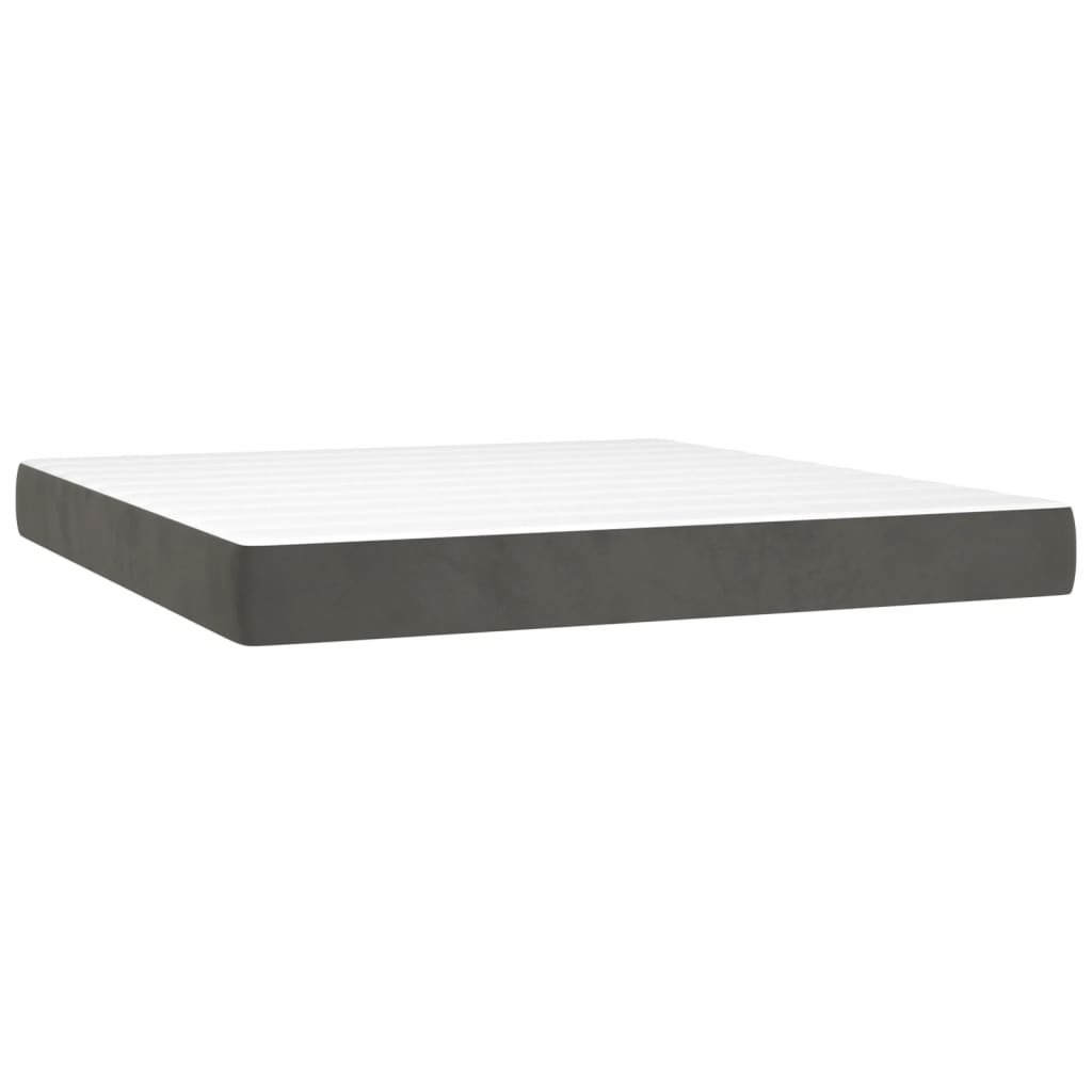 vidaXL Posteľný rám boxspring s matracom tmavosivý 180x200 cm zamat