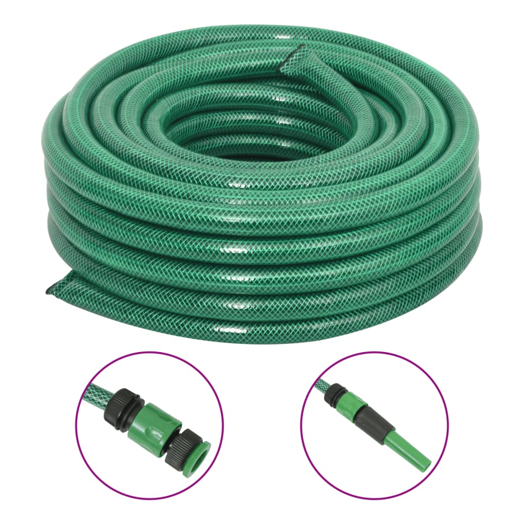 vidaXL Záhradná hadica so sadou armatúr zelená 0,75" 10 m PVC