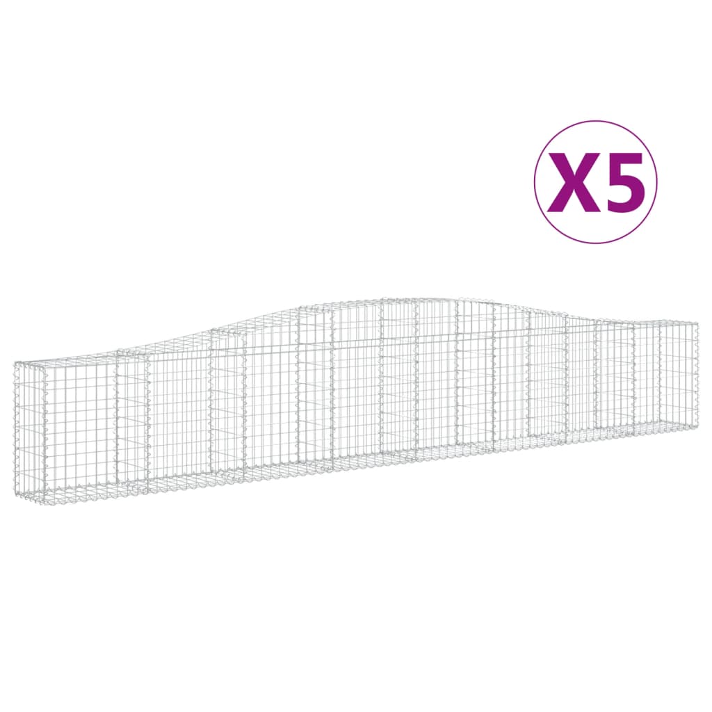 vidaXL Oblúkový gabionový kôš 5 ks 400x30x60/80 cm pozinkované železo