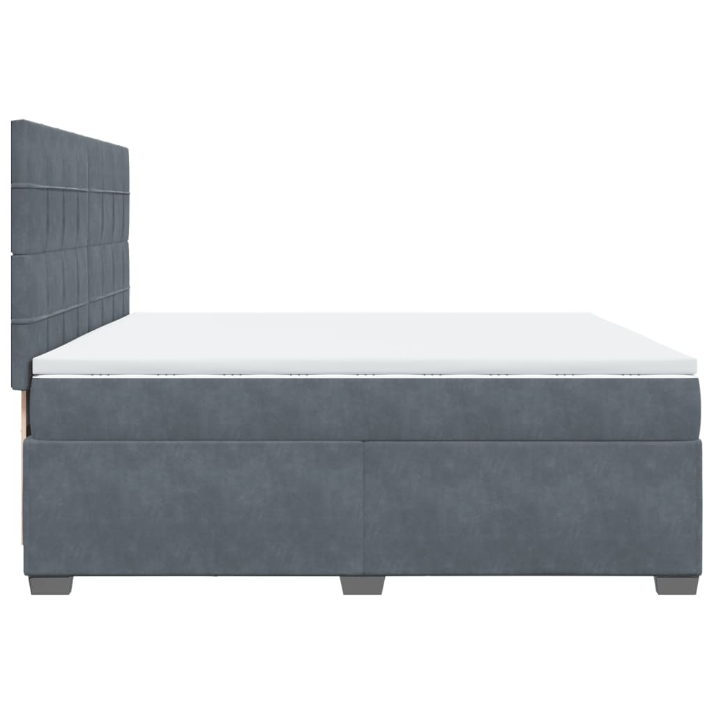 vidaXL Posteľný rám boxspring s matracom tmavosivý 200x200 cm zamat