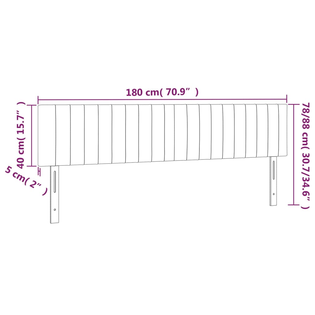 vidaXL Čelo postele s LED modré 180x5x78/88 cm látka