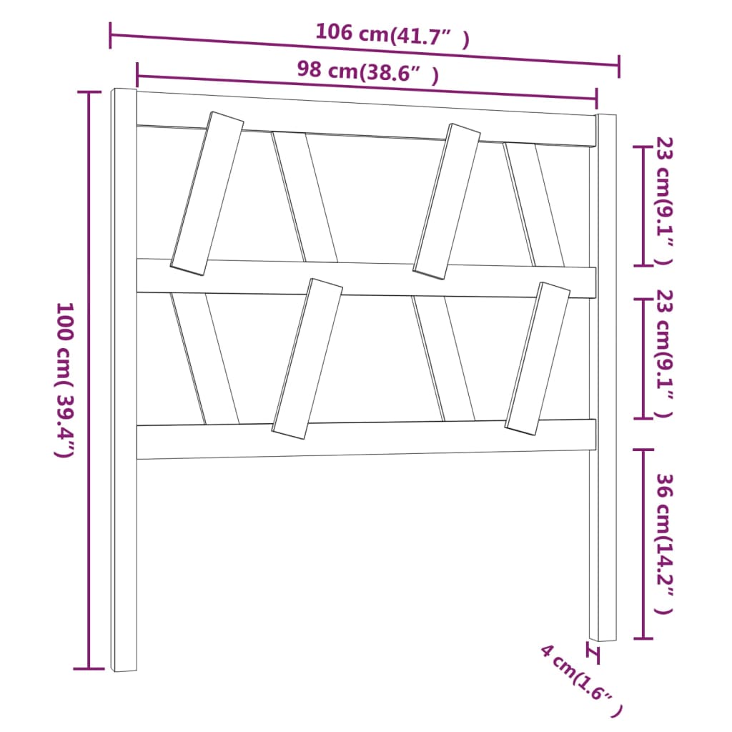 vidaXL Čelo postele sivé 106x4x100 cm masívna borovica