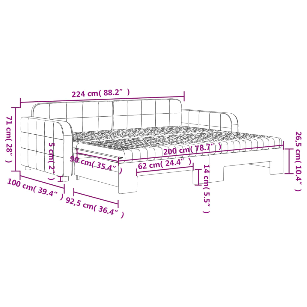 vidaXL Rozkladacia denná posteľ s matracmi tmavozelená 90x200 cm zamat