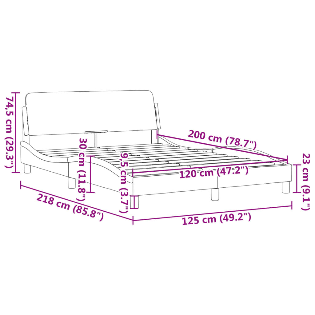 vidaXL Rám postele s čelom tmavozelený 120x200 cm zamat