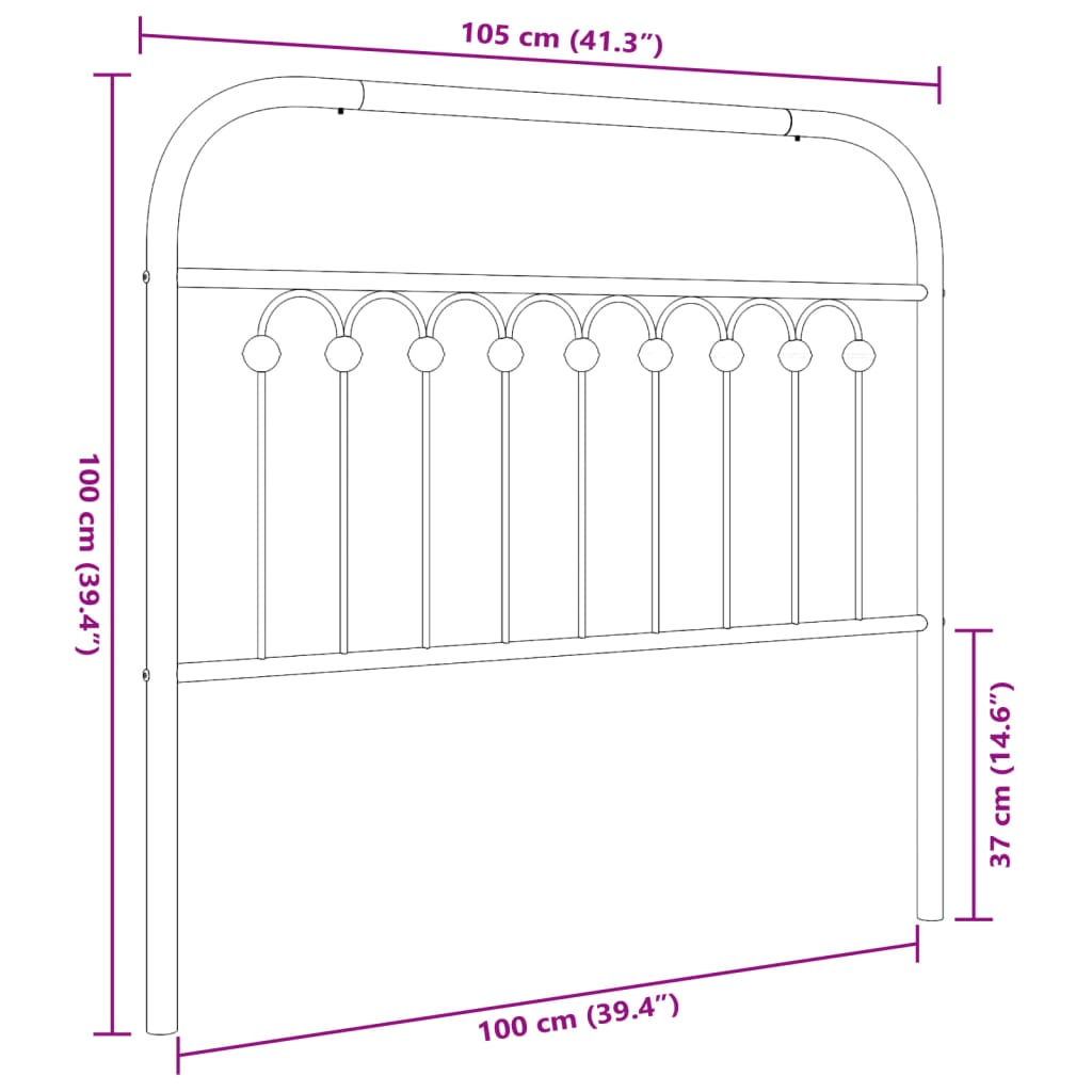 vidaXL Kovové čelo postele biele 100 cm