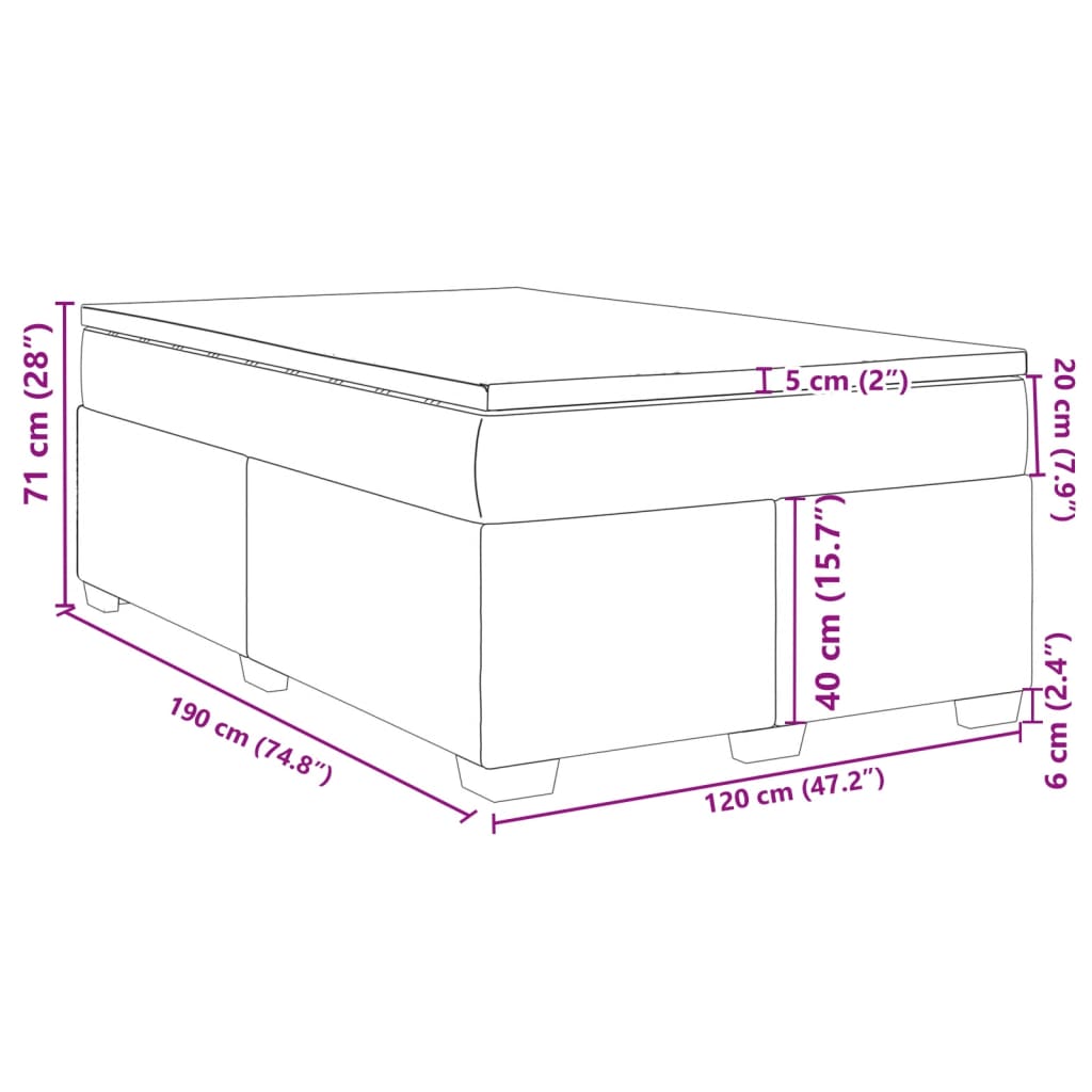 vidaXL Boxspring posteľ s matracom, tmavosivá 120x190 cm, látka