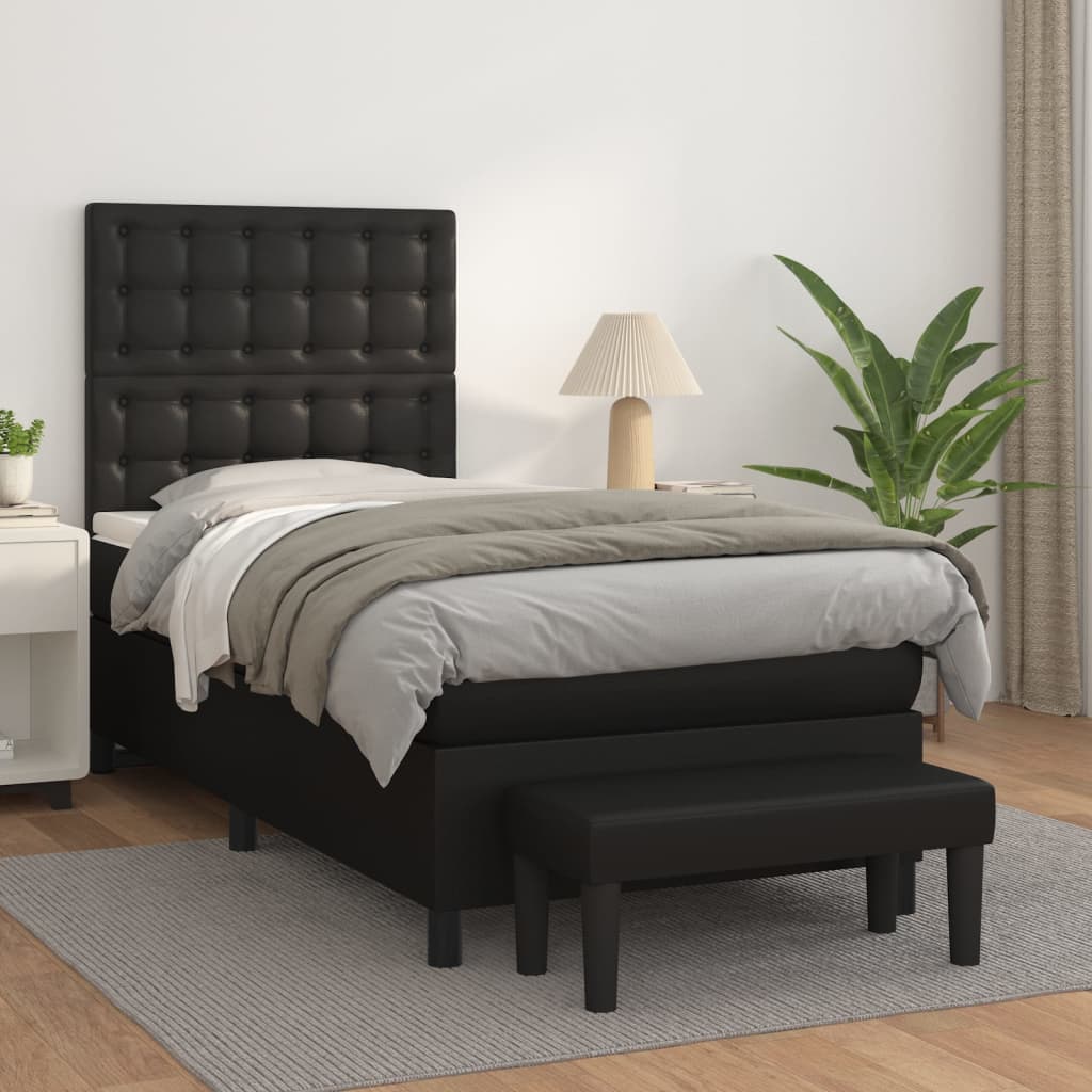 vidaXL Boxspring posteľ s matracom čierny 90x190 cm umelá koža