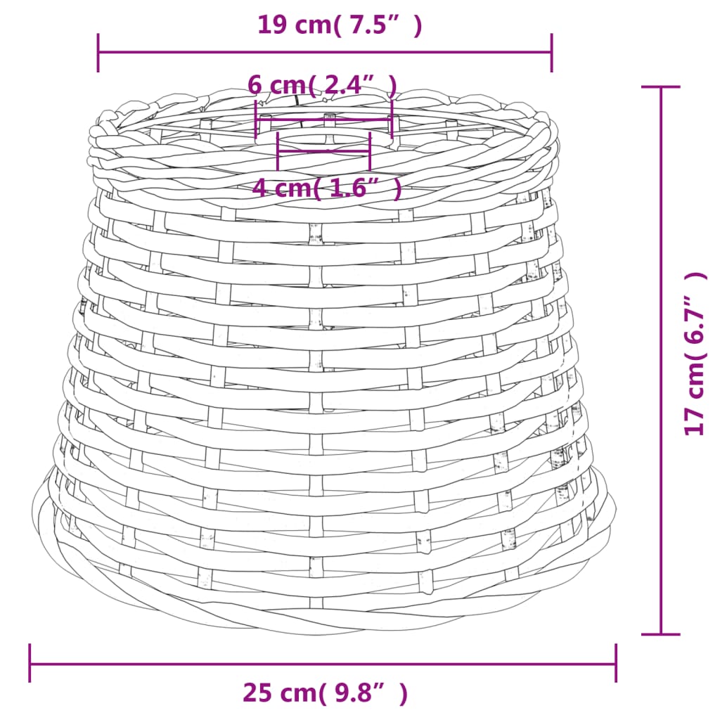 vidaXL Tienidlo na stropnú lampu biele Ø25x17 cm prútené