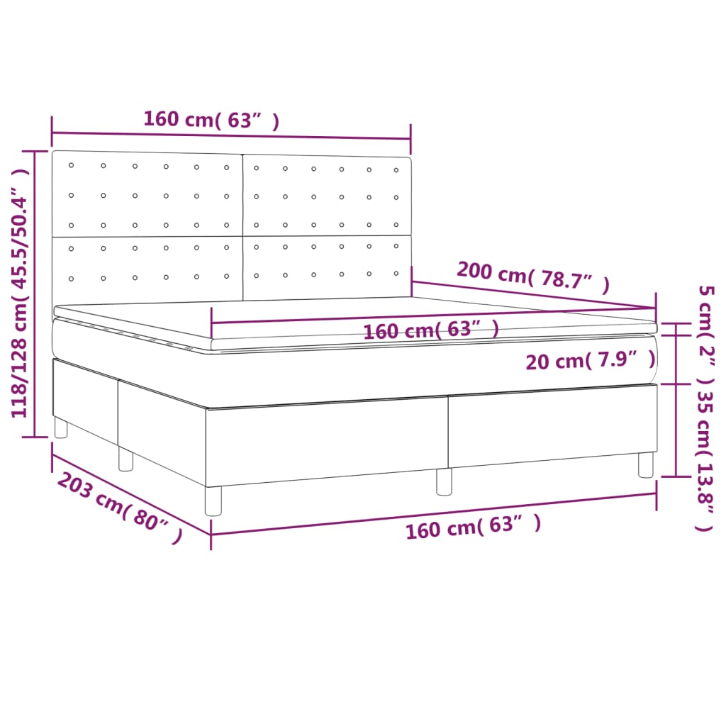 vidaXL Posteľný rám boxspring s matracom krémový 160x200 cm látka