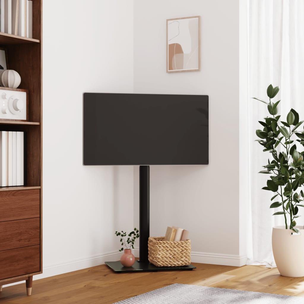 vidaXL Rohový TV stojan 1-vrstvový pre 32-65 palcov čierny