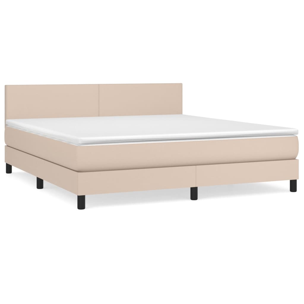 vidaXL Boxspring posteľ s matracom kapučínová 180x200 cm umelá koža