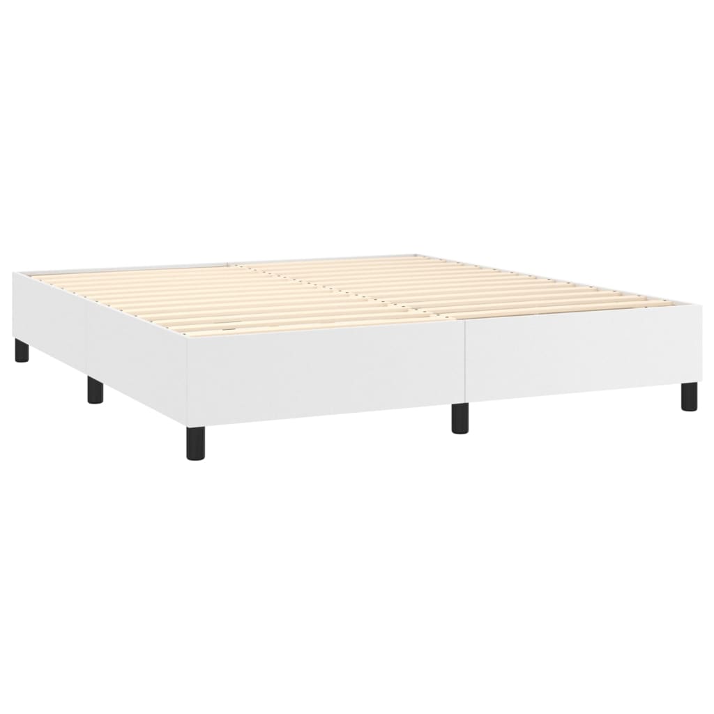 vidaXL Boxspring posteľ s matracom biela 160x200 cm umelá koža