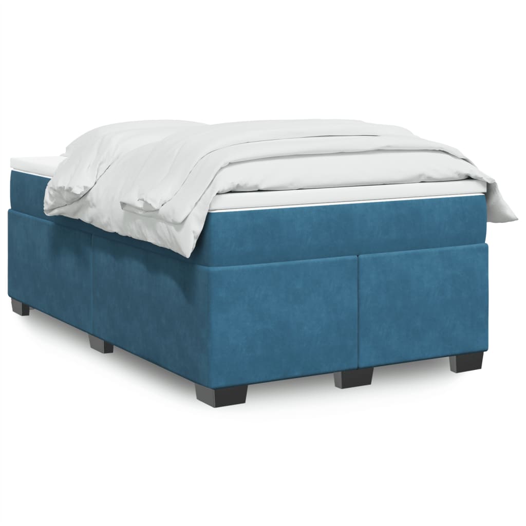 vidaXL Boxspring posteľ s matracom, tmavomodrá 120x190 cm, zamat