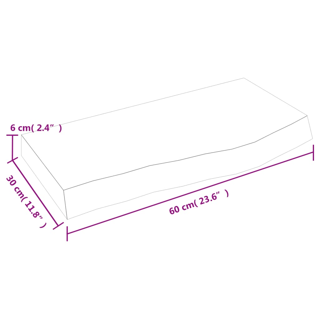 vidaXL Kúpeľňová doska bledohnedá 60x30x(2-6) cm ošetrený masív