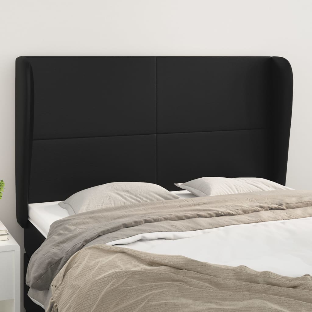 vidaXL Čelo postele so záhybmi čierne 147x23x118/128 cm umelá koža