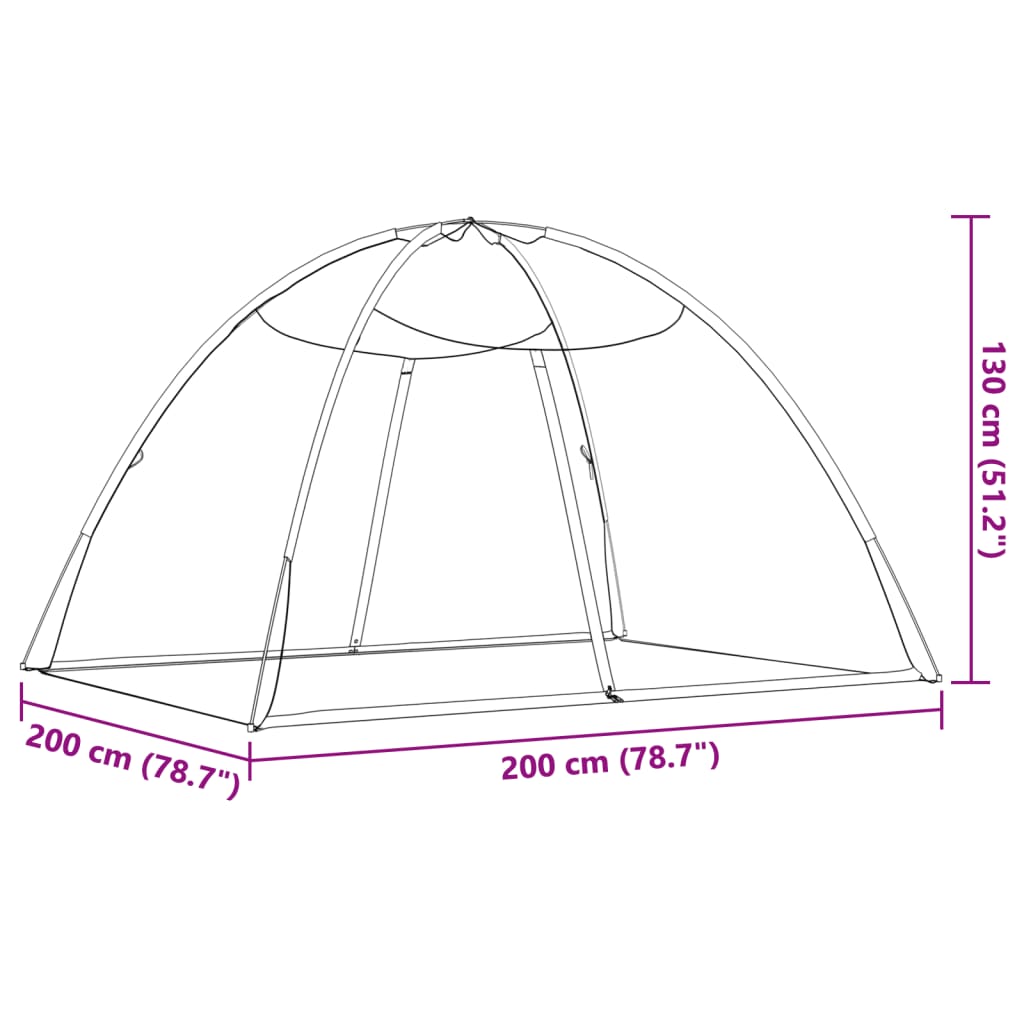 vidaXL Moskytiéra jurta s dverami 220 čierna 200x150x140 cm