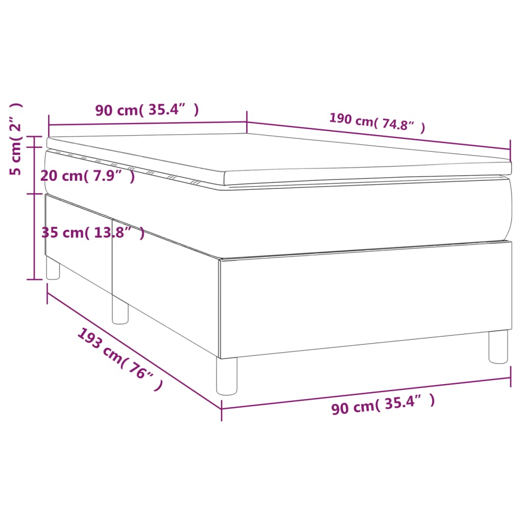 vidaXL Posteľný rám boxsping s matracom bledosivý 90x190 cm látka