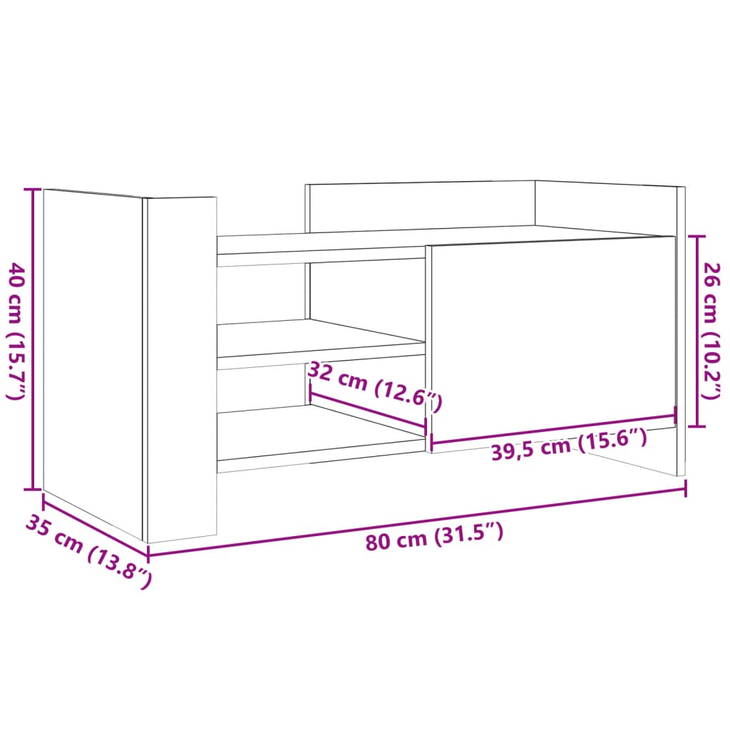 vidaXL TV skrinka hnedý dub 80x35x40 cm kompozitné drevo