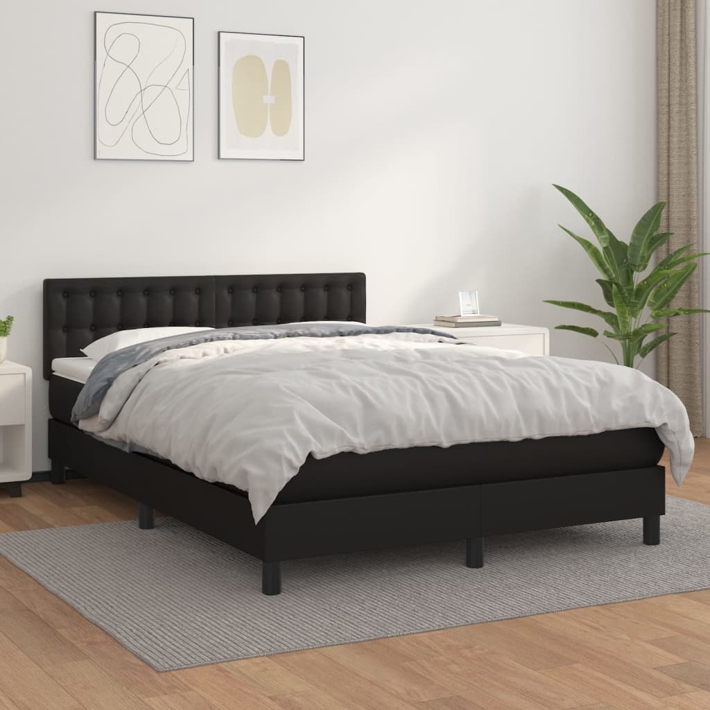 vidaXL Boxspring posteľ s matracom čierna 140x200 cm umelá koža