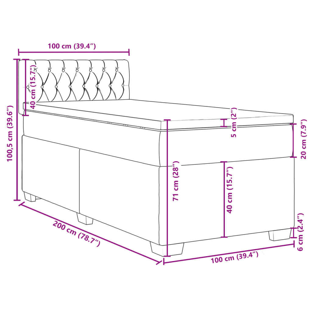 vidaXL Boxspring posteľ s matracom bledosivý 100x200 cm látka