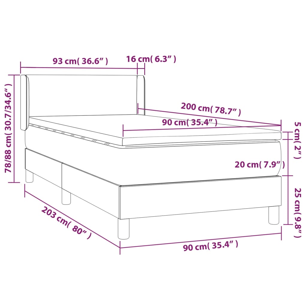 vidaXL Boxspring posteľ s matracom čierna 90x200 cm umelá koža