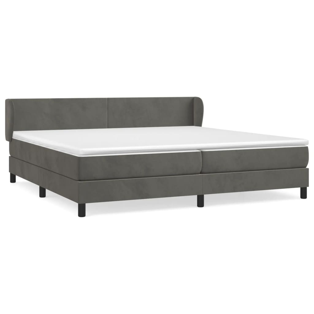 vidaXL Posteľný rám boxspring s matracom tmavosivý 200x200 cm zamat