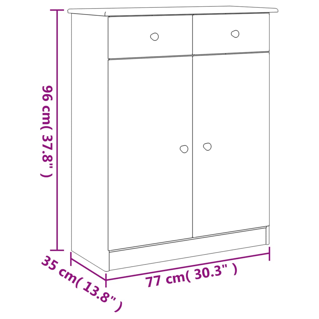 vidaXL Skrinka na topánky ALTA 77x35x96 cm masívna borovica