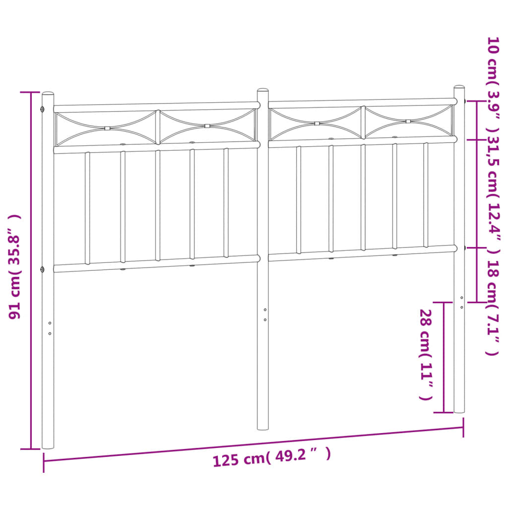 vidaXL Kovové čelo postele čierne 120 cm