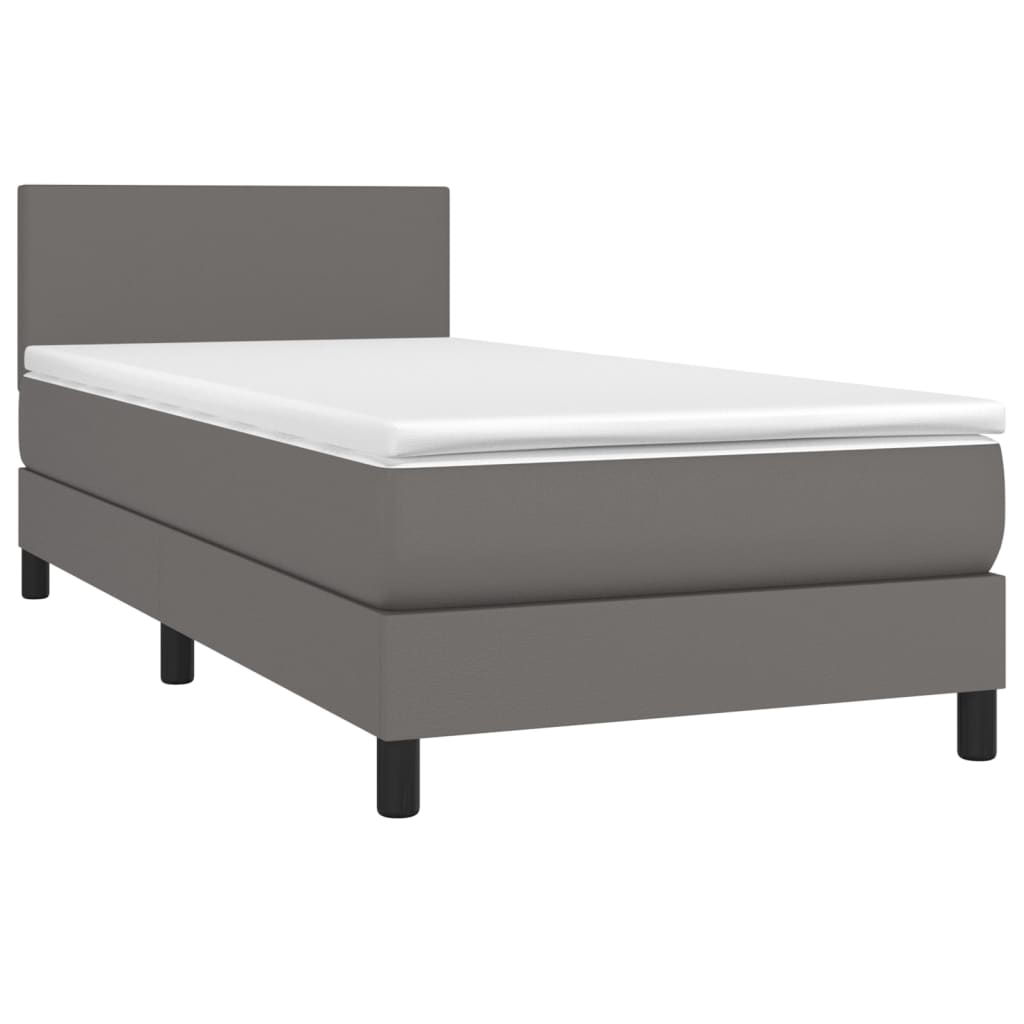 vidaXL Boxspring posteľ s matracom sivá 90x200 cm umelá koža