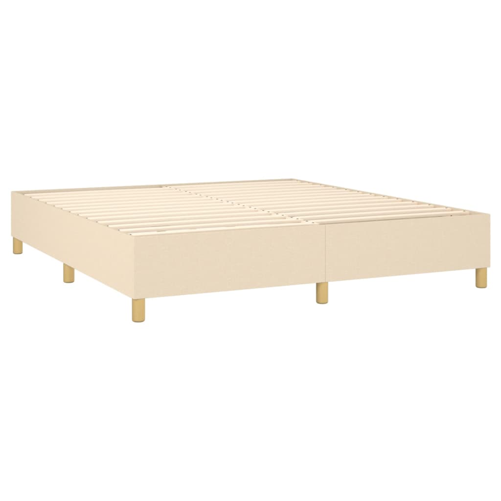 vidaXL Posteľný rám boxspring s matracom krémový 180x200 cm látka