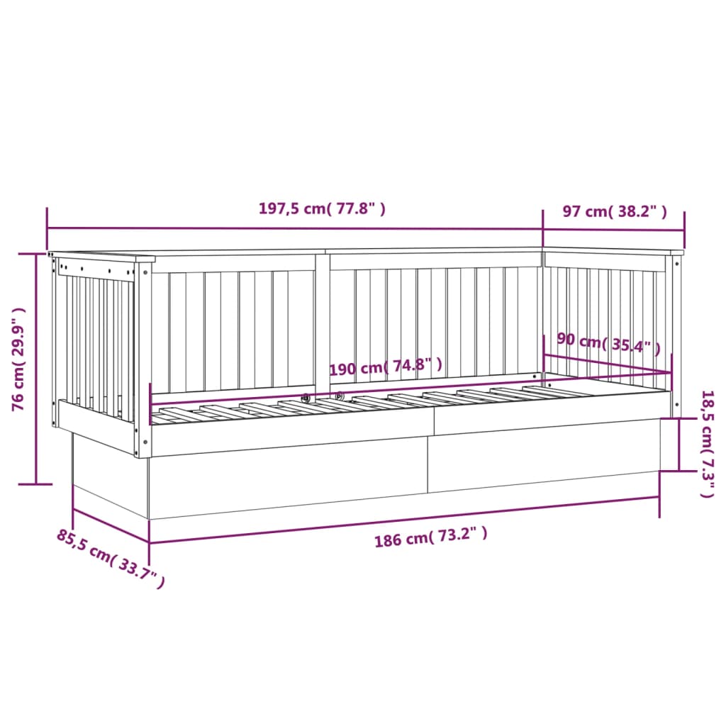 vidaXL Denná posteľ s matracom biela 90x190 cm masívna borovica