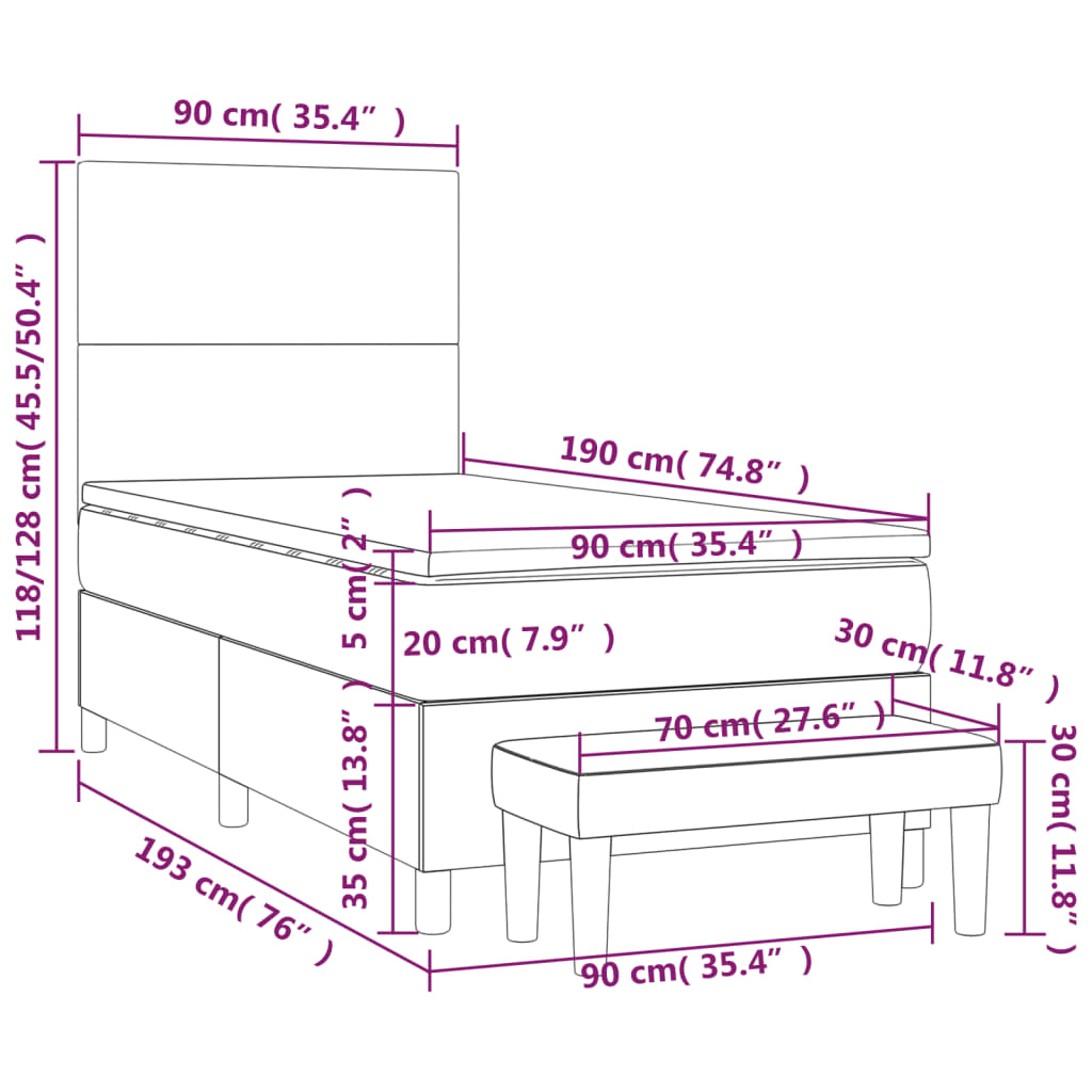 vidaXL Boxspring posteľ s matracom čierny 90x190 cm umelá koža