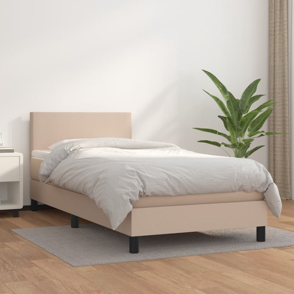 vidaXL Boxspring posteľ s matracom kapučínová 100x200 cm umelá koža