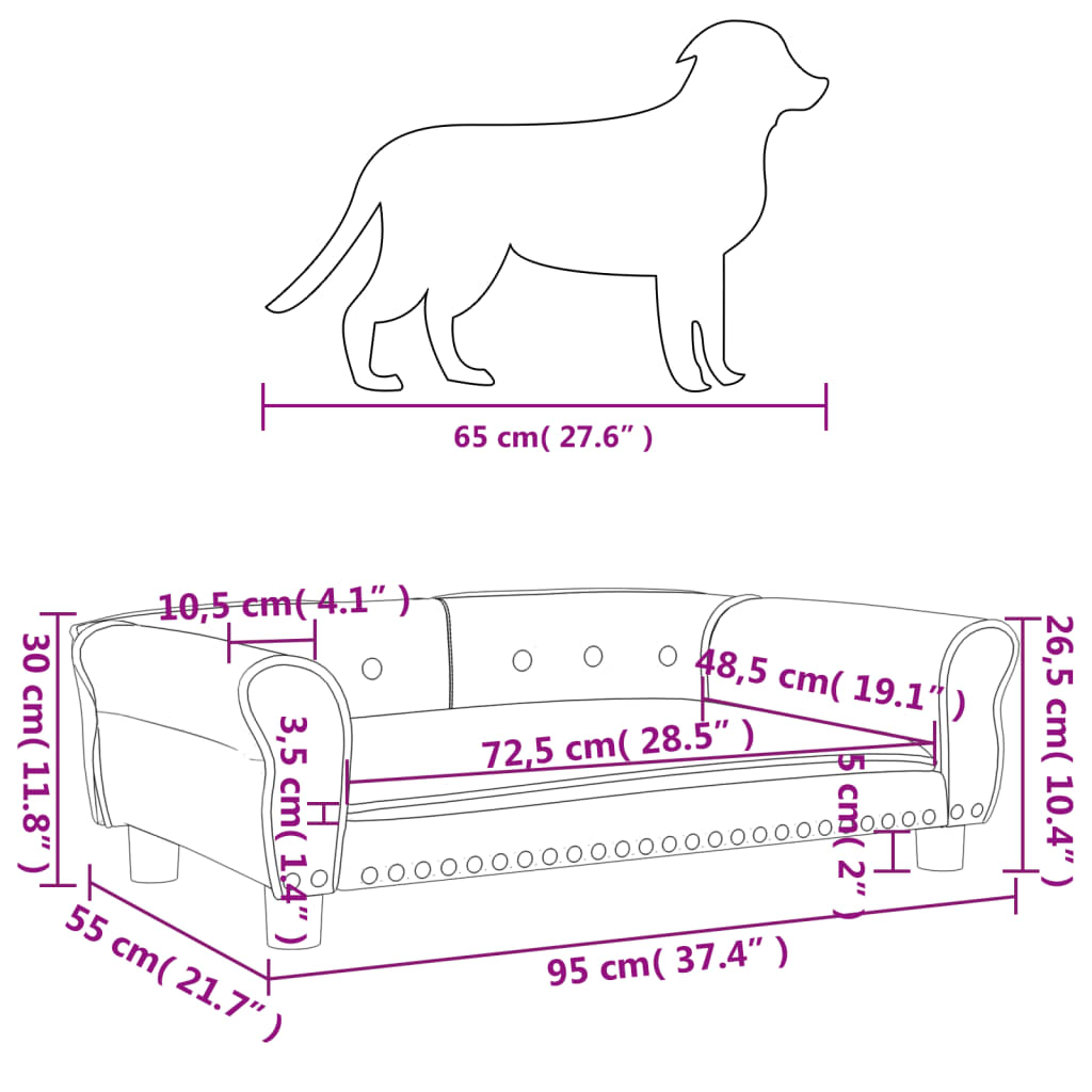 vidaXL Pelech pre psa sivý 95x55x30 cm umelá koža