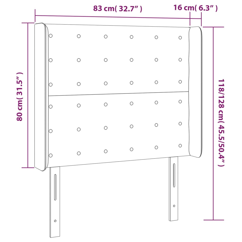 vidaXL Čelo postele s LED čierne 83x16x118/128 cm látka