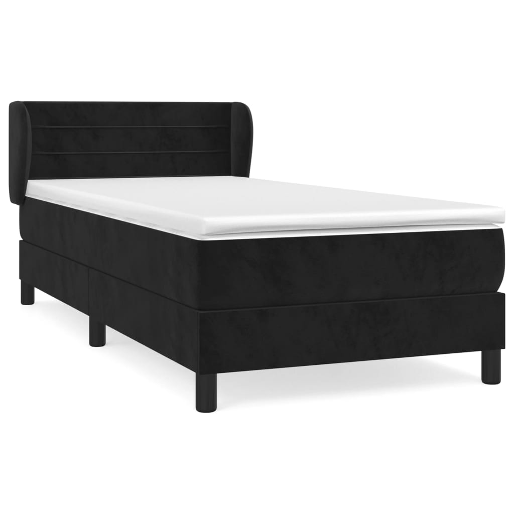 vidaXL Posteľný rám boxspring s matracom čierny 100x200 cm zamat