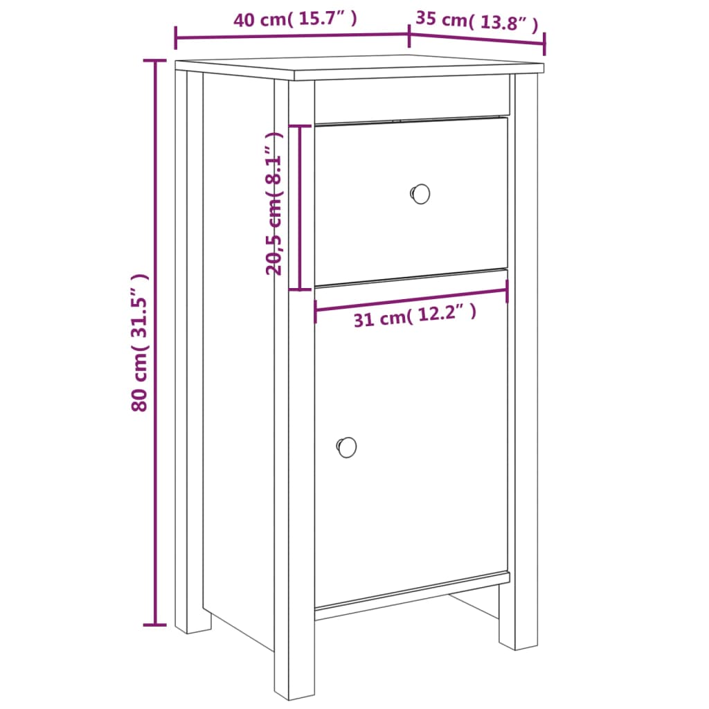 vidaXL Komody 2 ks 40x35x80 cm borovicový masív