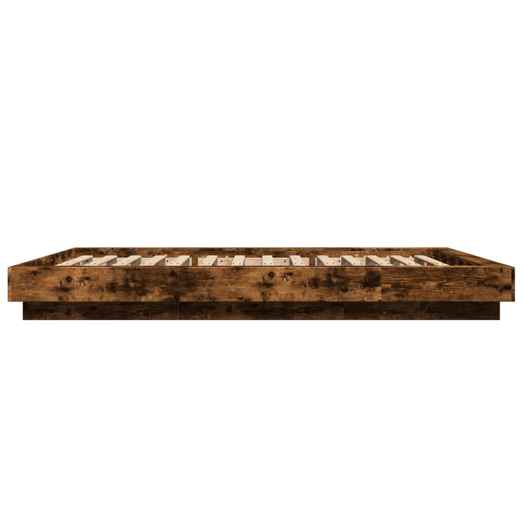 vidaXL Posteľný rám dymový dub 135x190 cm kompozitné drevo