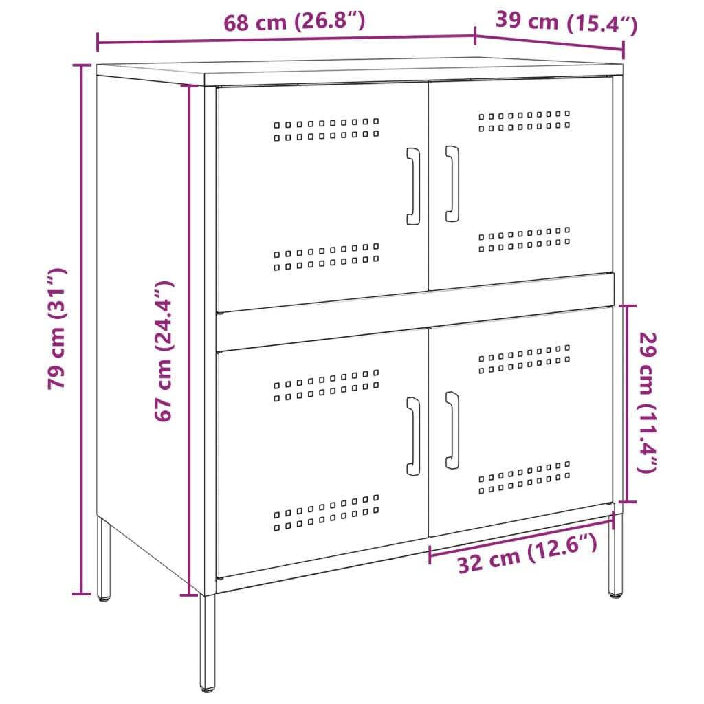 vidaXL Komoda ružová 68x39x79 cm oceľ