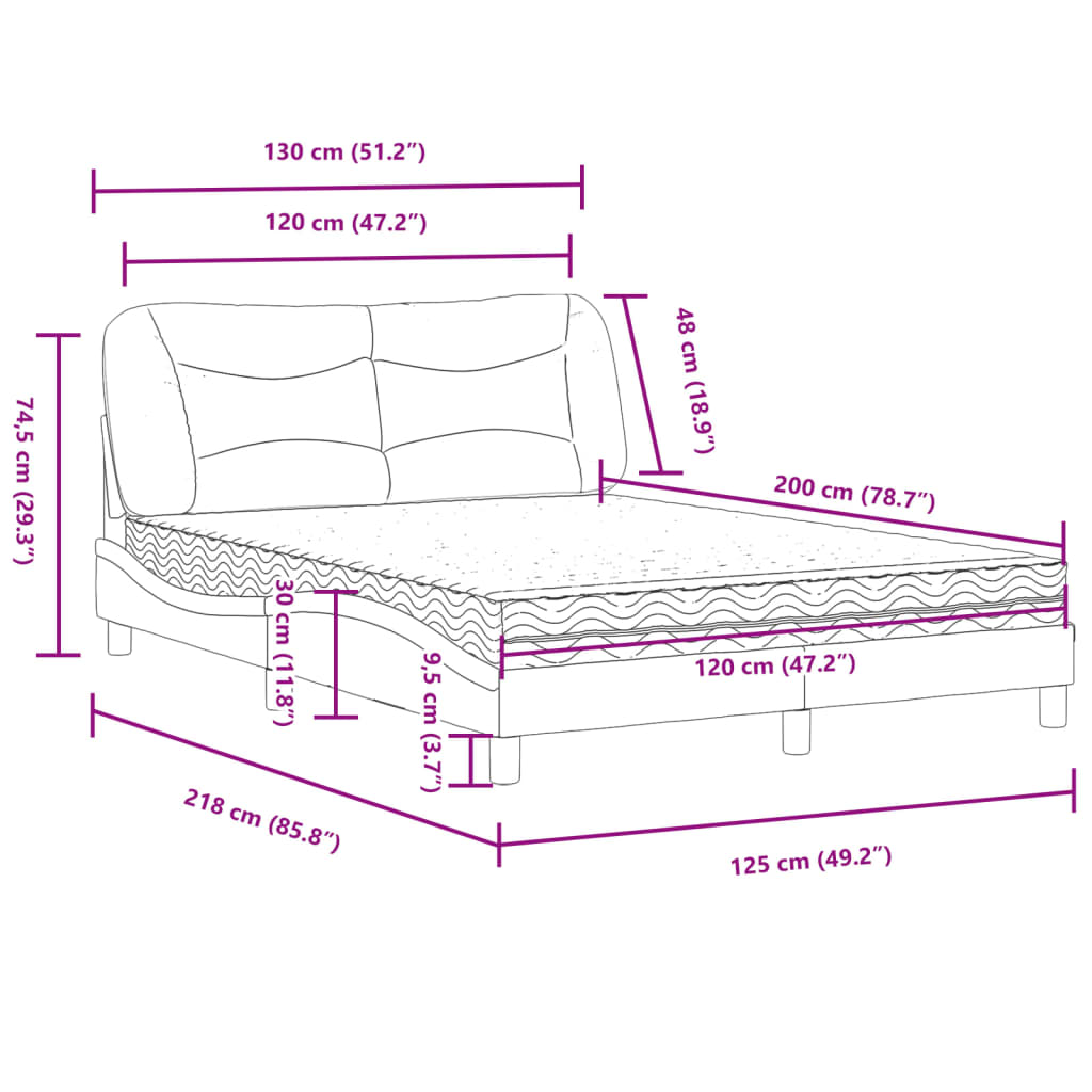 vidaXL Posteľ s matracom čierna 120x200 cm látka