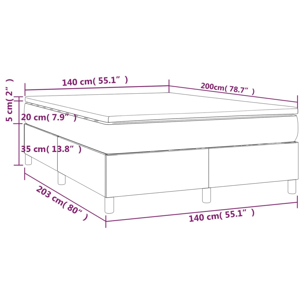 vidaXL Posteľný rám boxsping s matracom bledosivý 140x200 cm zamat